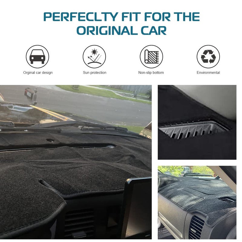 KEDAKEJI Black Dash Cover Fit Compatible with 2007-2014 Chevy Tahoe, Avalanche, Suburban, GMC Yukon/Yukon XL, Sierra & Silverado LTZ, Dashboard Cover Carpet - Image 2